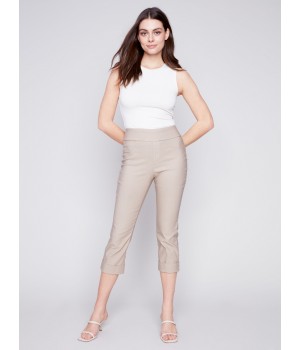 Stretch Pull-On Capri Pants - Greige