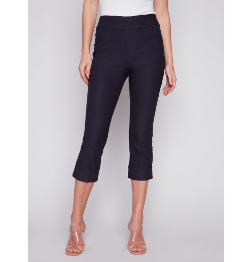 Stretch Pull-On Capri Pants - Navy