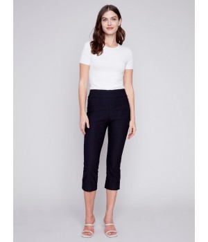 Stretch Pull-On Capri Pants - Black