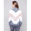 Sweater with Chevron Stripes - Powder