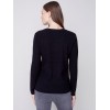 V-Neck Sweater with Grommet Detail - Black