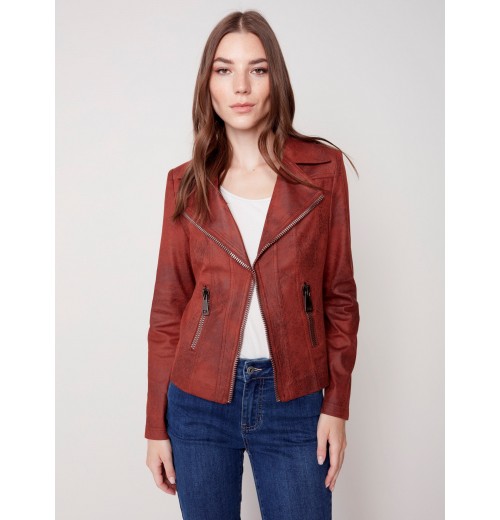 Vintage Faux Leather Perfecto Jacket - Cinnamon