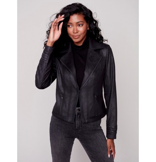 Vintage Faux Suede Perfecto Jacket - Black